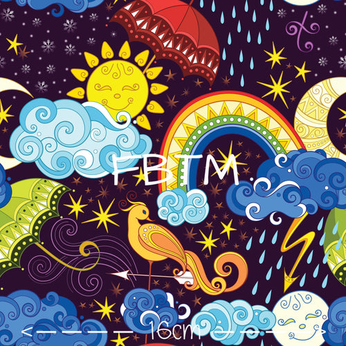 THEME 28 - Fairytale Weather Forecast (BULLET FABRIC .4m REMNANT)