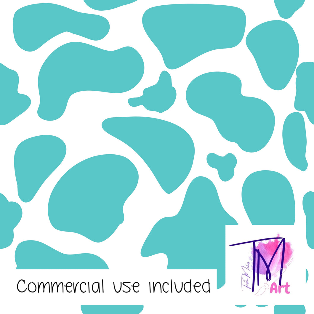 118 Cow Print Aqua - Seamless Pattern (UNLIMITED)