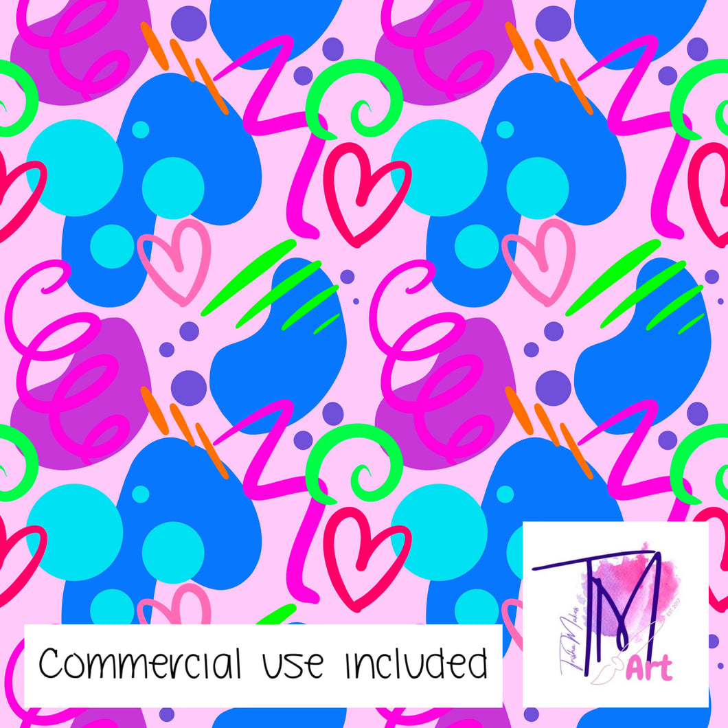111 Neon Streamers on Pink - Seamless Pattern (UNLIMITED)