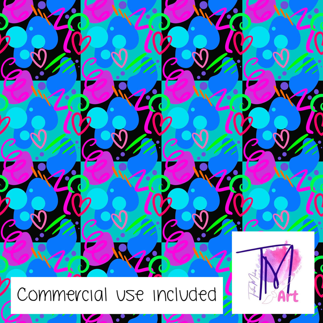 114 Neon Streamers Checkers - Seamless Pattern (UNLIMITED)