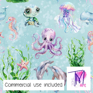 206 - Cute Under The Sea Aqua (UNLIMITED)