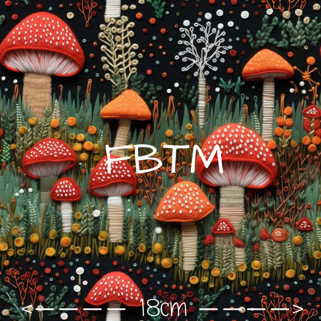 THEME #34 - Felted Mushrooms (.7m Flanellette REMNANT)