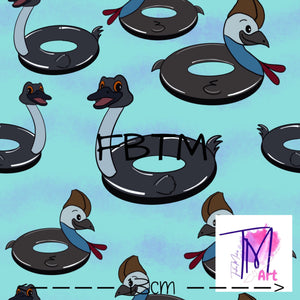 THEME 21 - Exclusive Emu & Cassowary Pool Rings on Blue