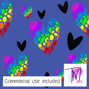 102 Rainbow Hearts on Periwinkle - Seamless Pattern (UNLIMITED)